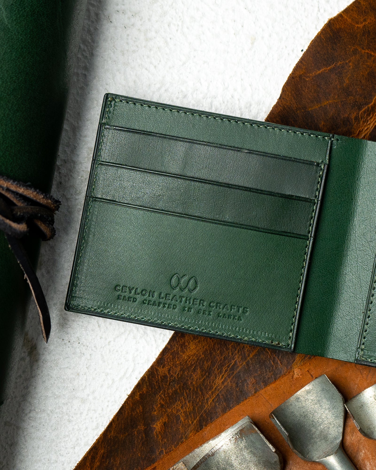 Adam Wallet – Green Indian Buffalo Full-Veg Leather - Ceylon Leather Crafts