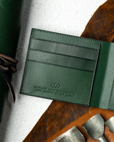 Adam Wallet – Green Indian Buffalo Full-Veg Leather - Ceylon Leather Crafts