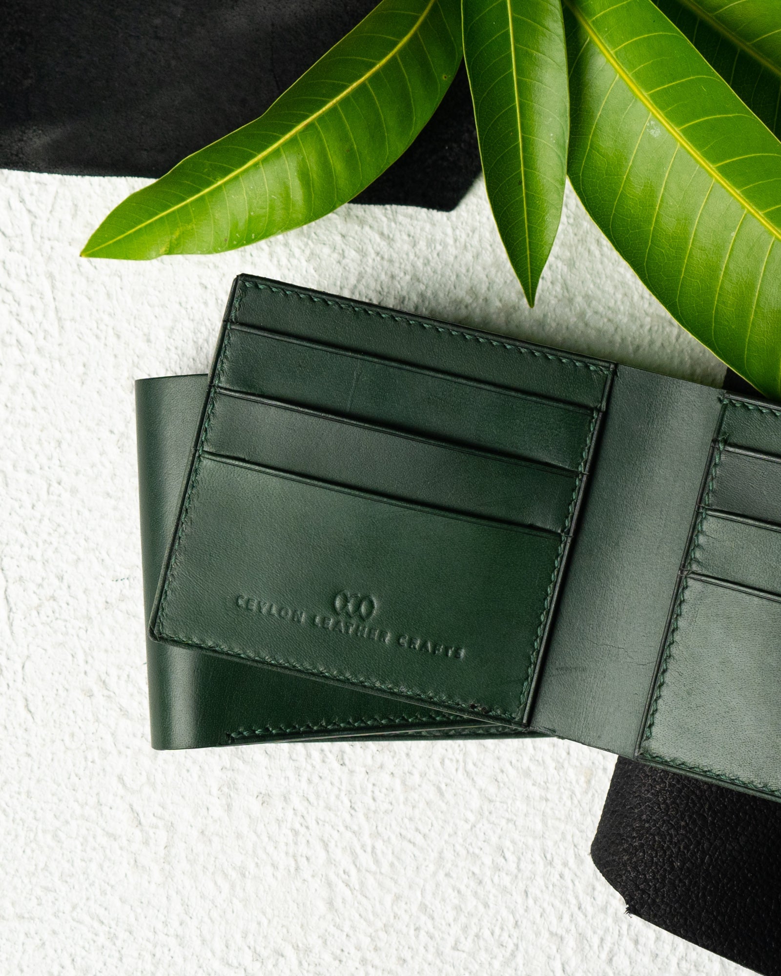 Adam Wallet – Green Indian Buffalo Full - Veg Leather - Ceylon Leather Crafts