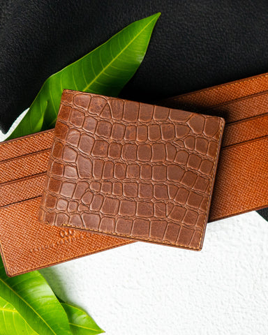 Adam Wallet – Oil Alligator Embossed & Calf Saffiano Leather - Ceylon Leather Crafts
