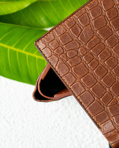 Adam Wallet – Oil Alligator Embossed & Calf Saffiano Leather - Ceylon Leather Crafts