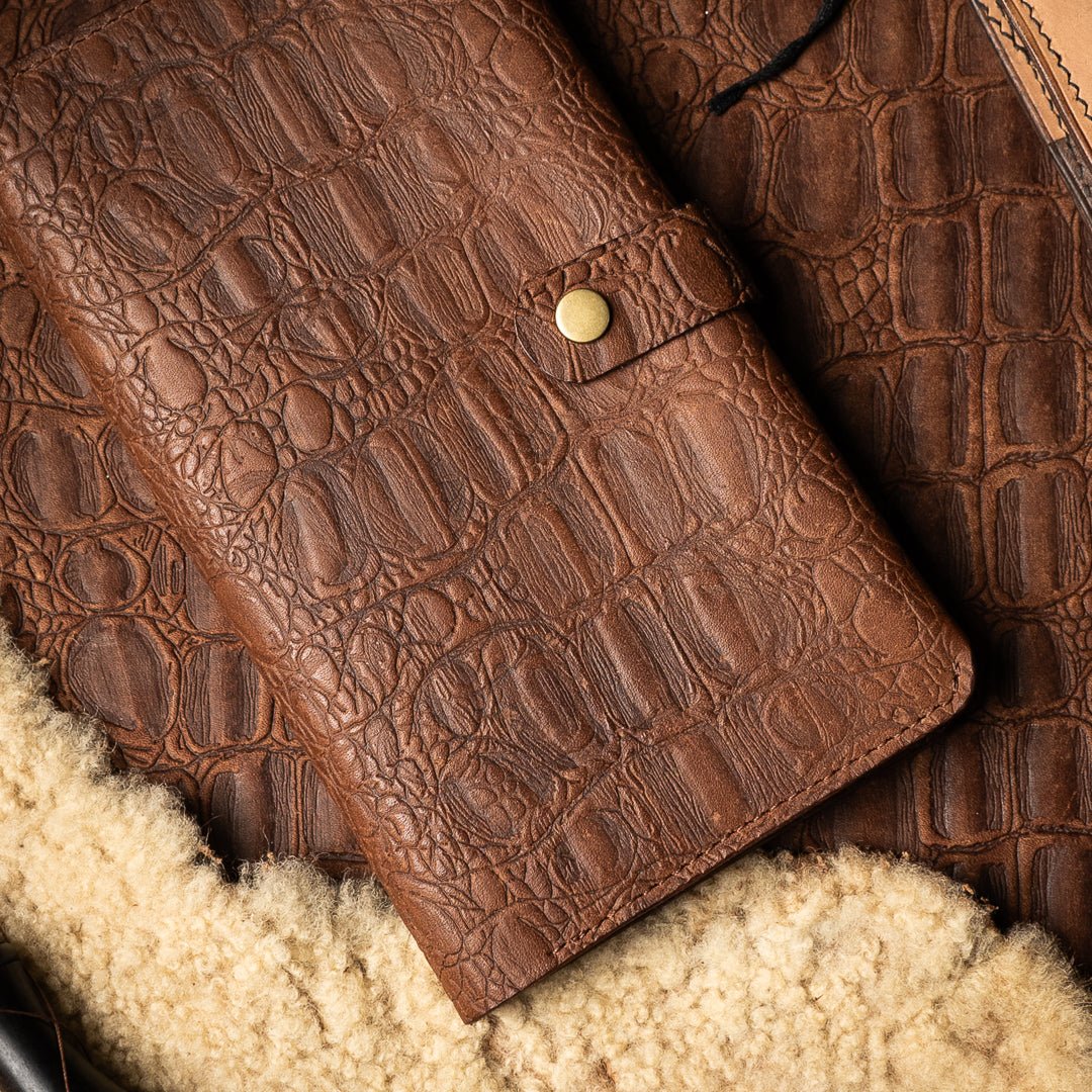 Aurora Brown Crock Embossed Cow Leather - Ceylon Leather Crafts