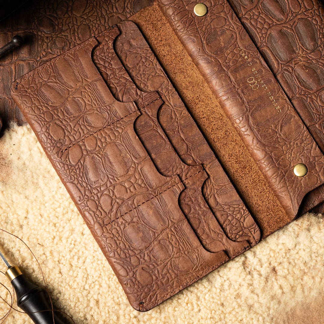 Aurora Brown Crock Embossed Cow Leather - Ceylon Leather Crafts