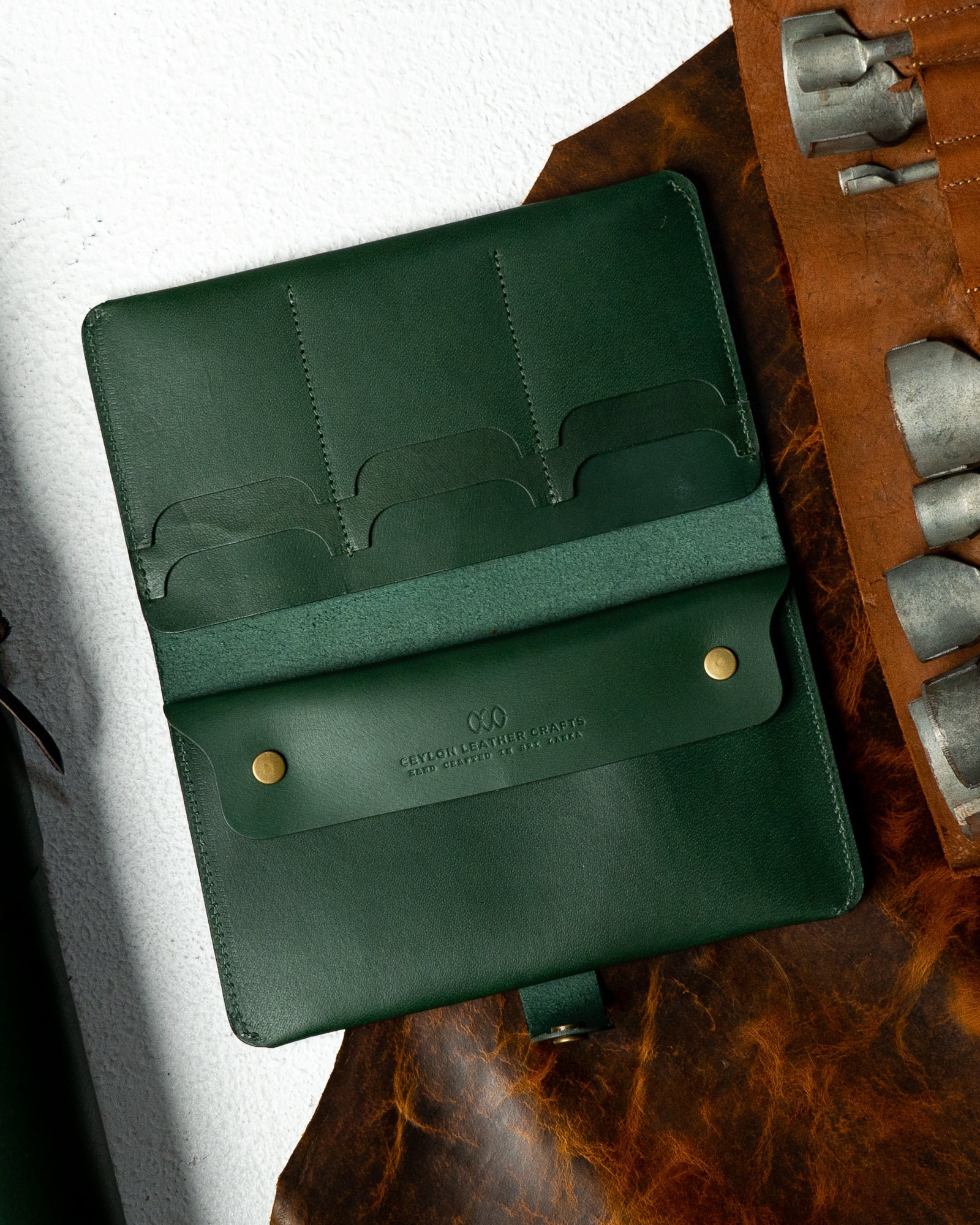 Aurora – Green Indian Buffalo Calf Leather - Ceylon Leather Crafts