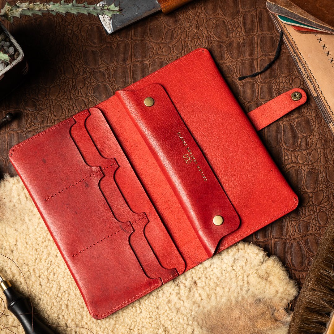 Aurora Red - goat leather - Ceylon Leather Crafts