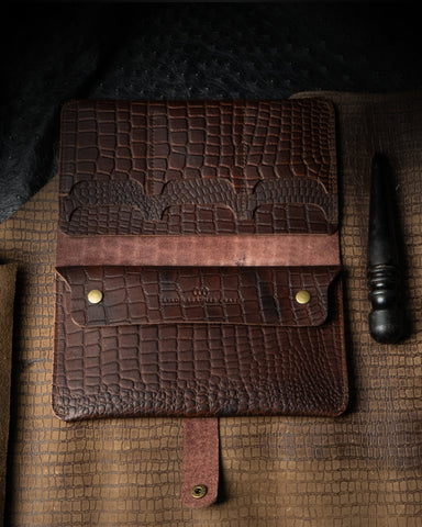 Aurora Wallet – Brown Alligator Embossed Ceylon Cow Leather - Ceylon Leather Crafts
