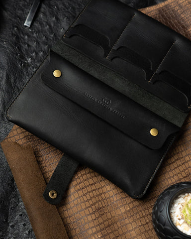 Aurora Wallet – Full Black Soft Cow Leather - Ceylon Leather Crafts