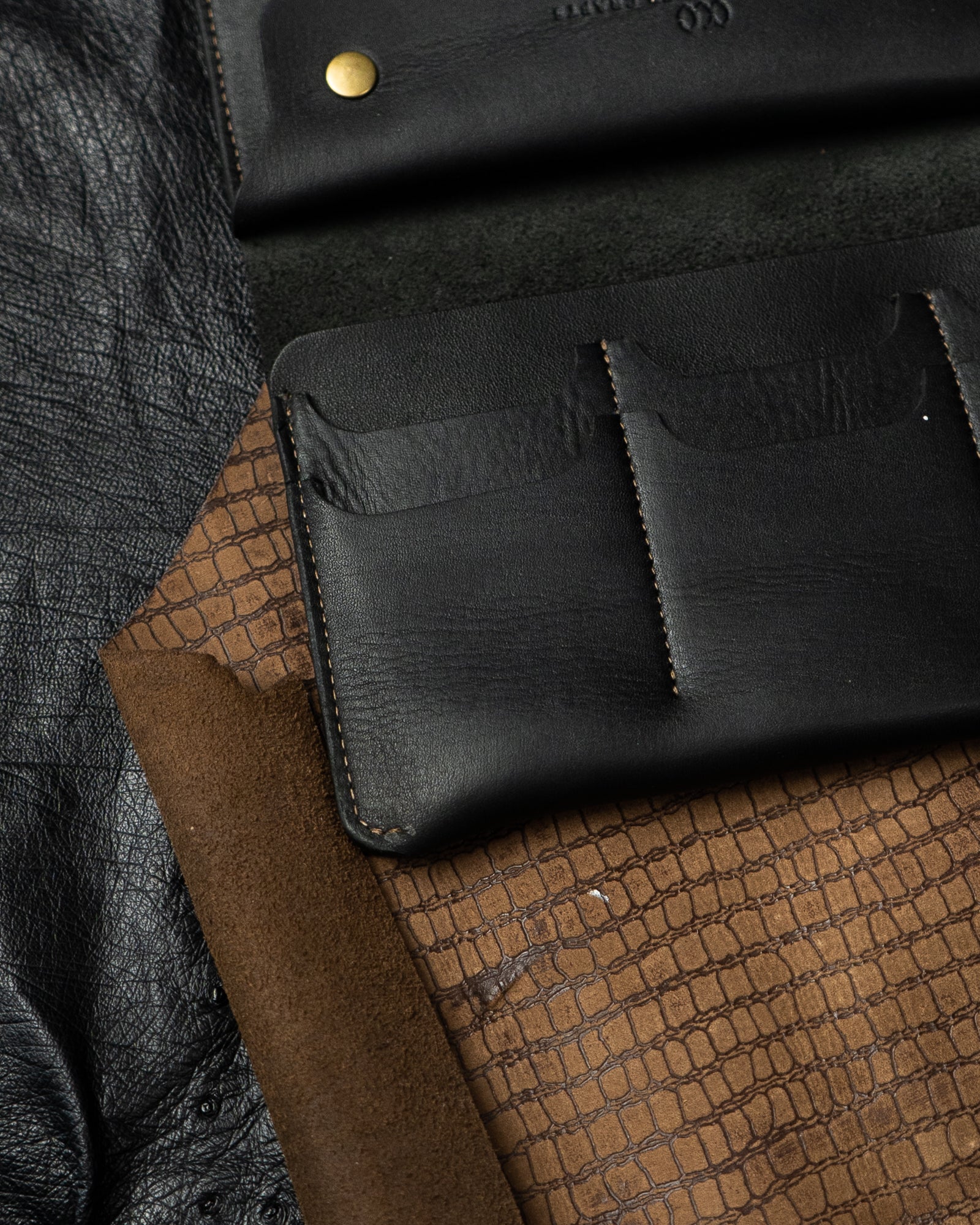 Aurora Wallet – Full Black Soft Cow Leather - Ceylon Leather Crafts