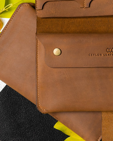 Aurora Wallet – Light Brown Oil Pull - Up Leather - Ceylon Leather Crafts