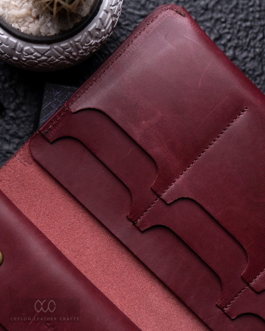 Aurora Wine Red Clutch Wallet - Ceylon Leather Crafts