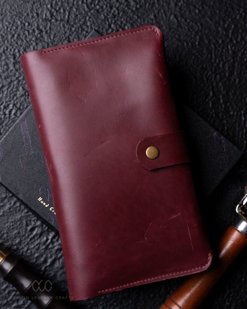 Aurora Wine Red Clutch Wallet - Ceylon Leather Crafts