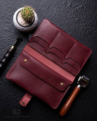 Aurora Wine Red Clutch Wallet - Ceylon Leather Crafts