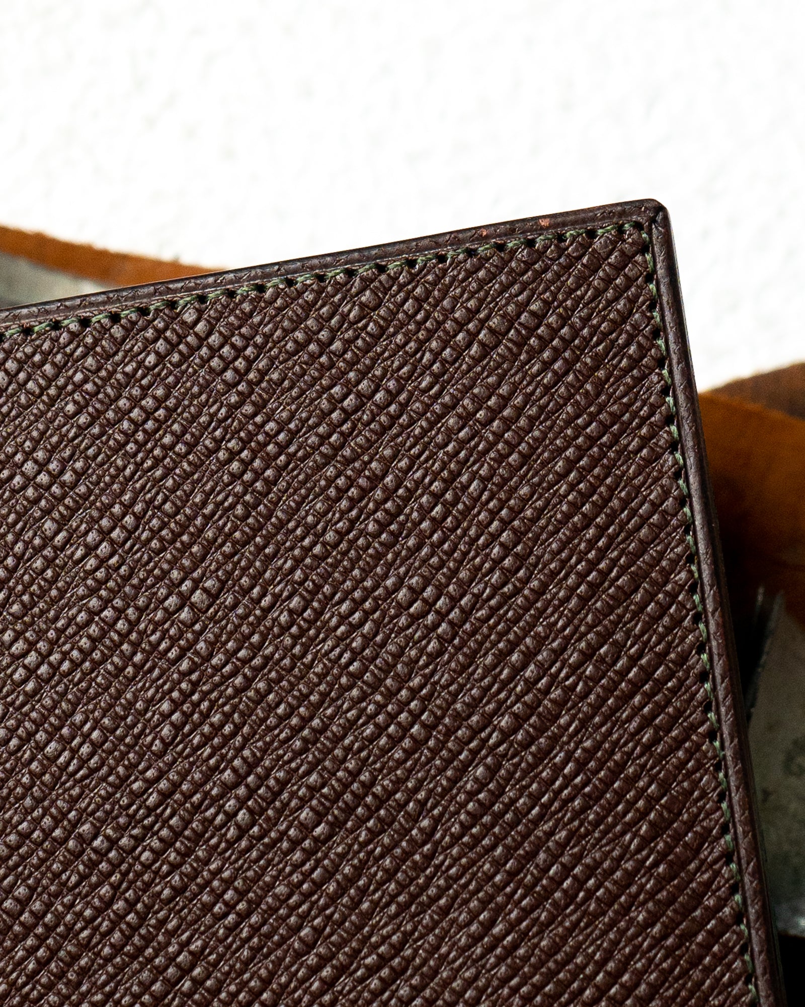 Caleb Wallet – Brown Saffiano & Woody Green Edition - Ceylon Leather Crafts
