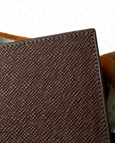 Caleb Wallet – Brown Saffiano & Woody Green Edition - Ceylon Leather Crafts