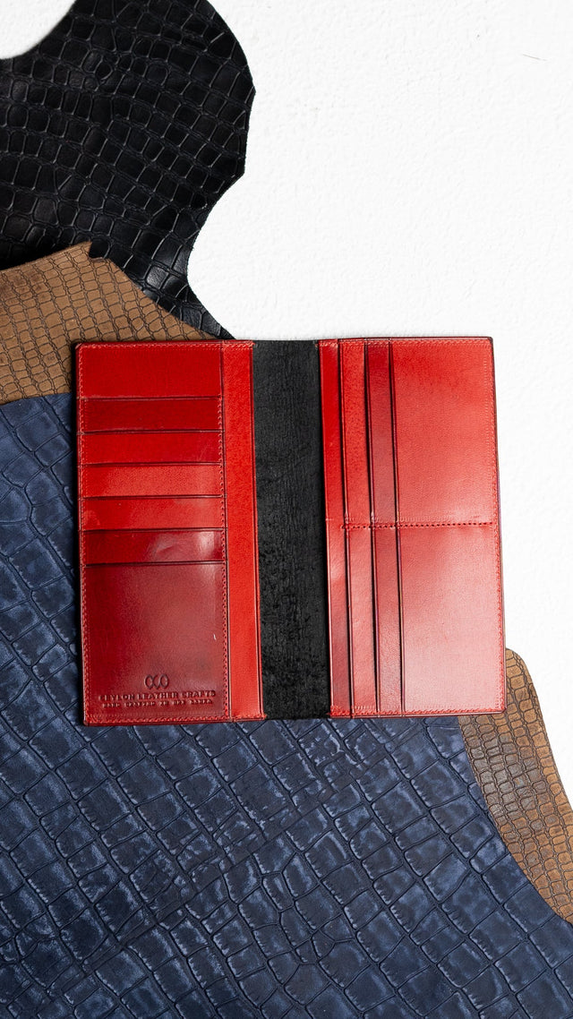 Caleb Wallet – Ceylon Black Buffalo & Woody Red Edition - Ceylon Leather Crafts