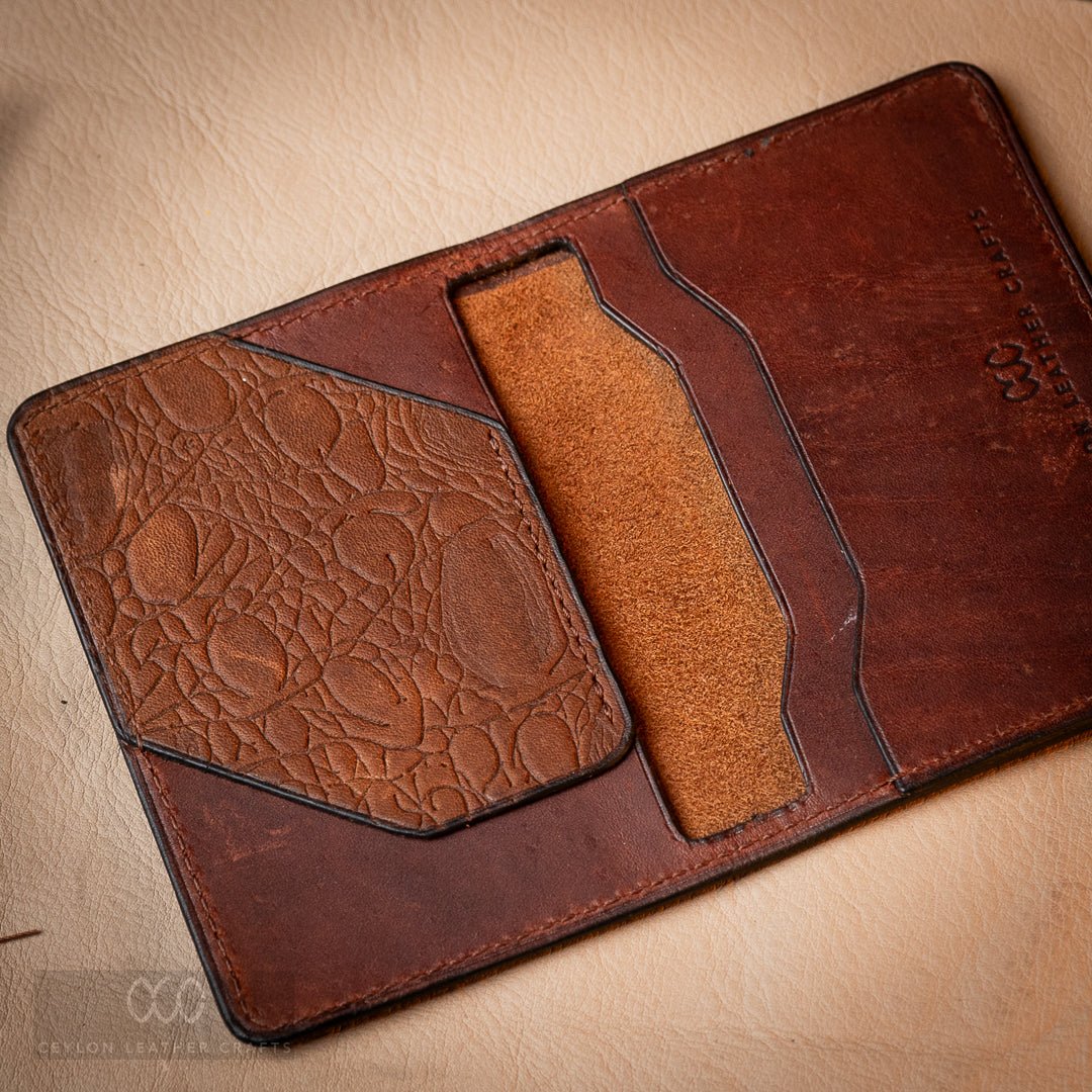 Esther Card wallet - Brown Crock Print - Ceylon Leather Crafts