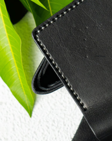 Hugo Wallet – Black Ceylon Buffalo Leather - Ceylon Leather Crafts