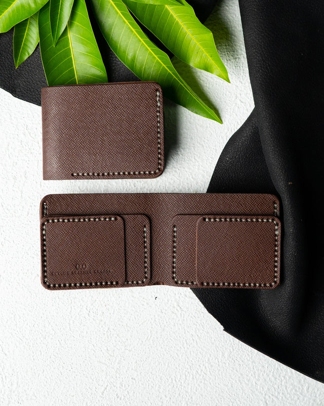 Hugo Wallet – Indian Veg - Tanned Saffiano Leather - Ceylon Leather Crafts