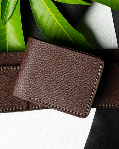 Hugo Wallet – Indian Veg - Tanned Saffiano Leather - Ceylon Leather Crafts