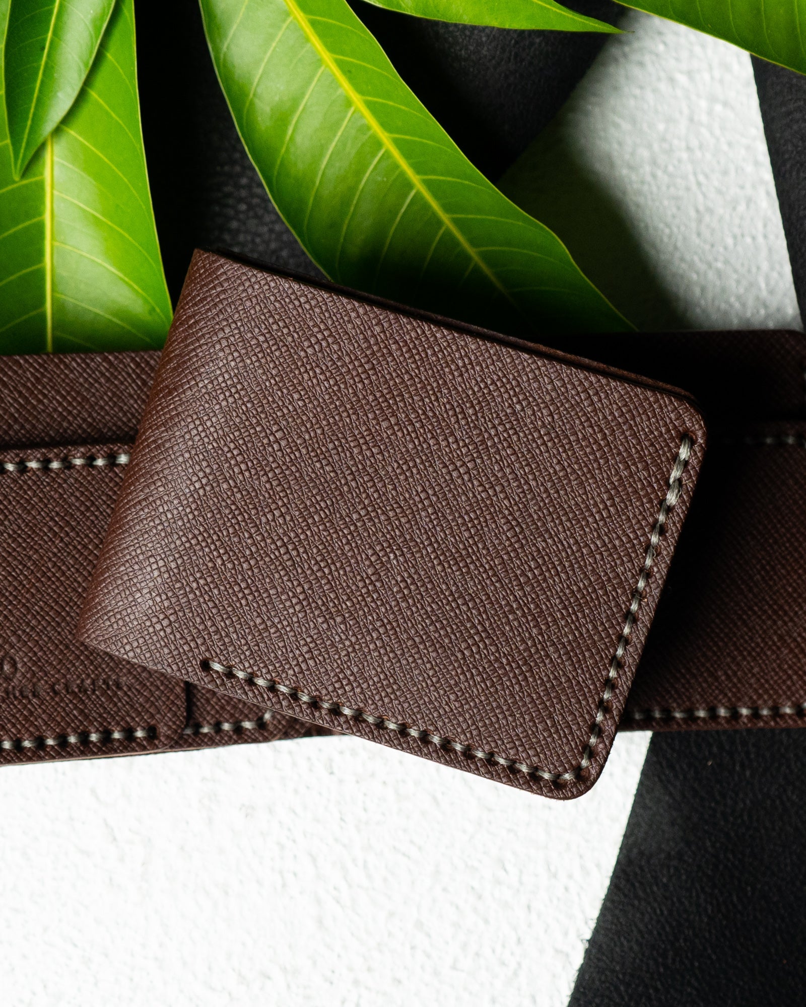 Hugo Wallet – Indian Veg - Tanned Saffiano Leather - Ceylon Leather Crafts