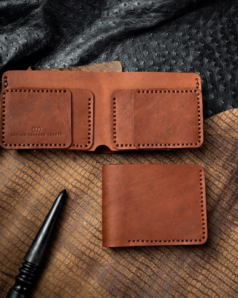 Hugo Wallet – Light tan Ceylon Cow Leather - Ceylon Leather Crafts