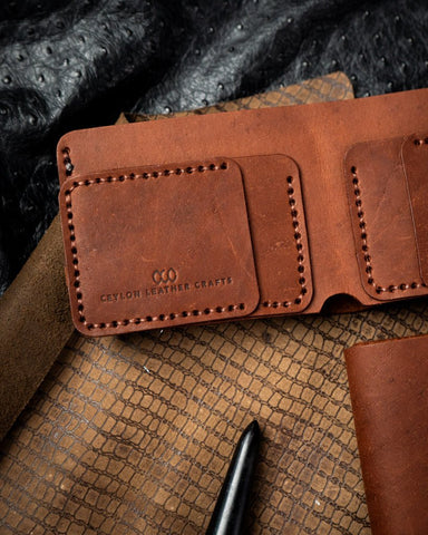 Hugo Wallet – Light tan Ceylon Cow Leather - Ceylon Leather Crafts