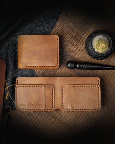 Hugo Wallet – Wax - Effect Tan Leather - Ceylon Leather Crafts