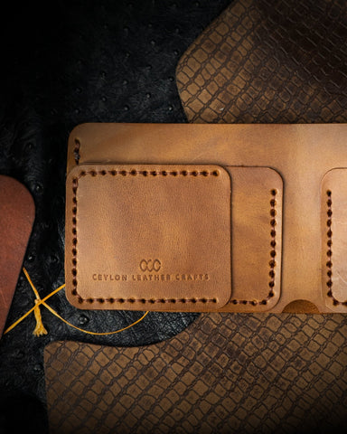 Hugo Wallet – Wax - Effect Tan Leather - Ceylon Leather Crafts