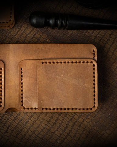 Hugo Wallet – Wax - Effect Tan Leather - Ceylon Leather Crafts