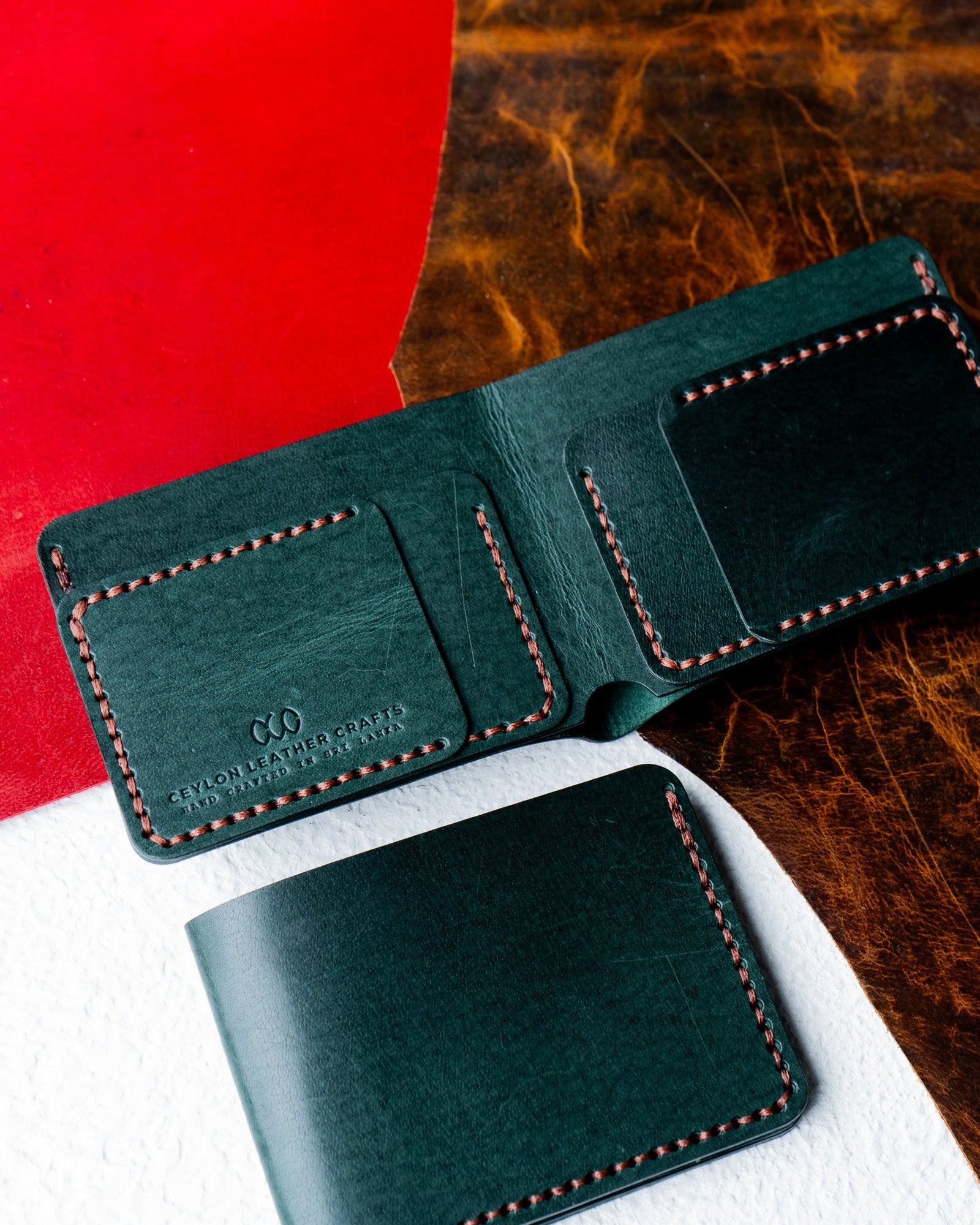 Hugo Wallet – Woody Green Leather - Ceylon Leather Crafts