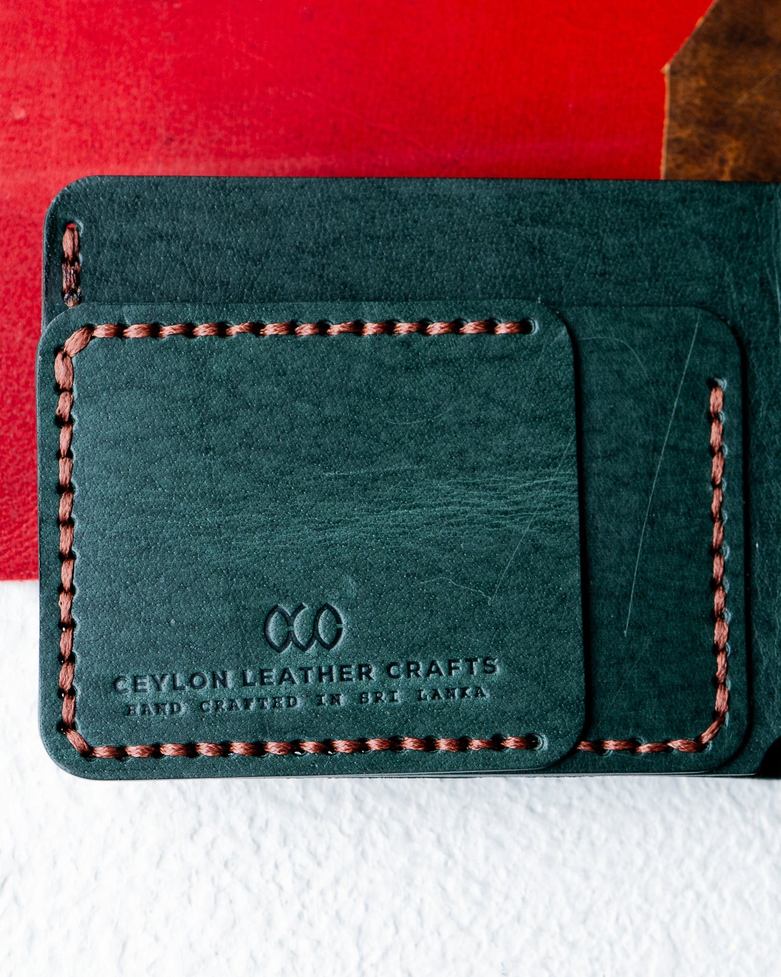 Hugo Wallet – Woody Green Leather - Ceylon Leather Crafts