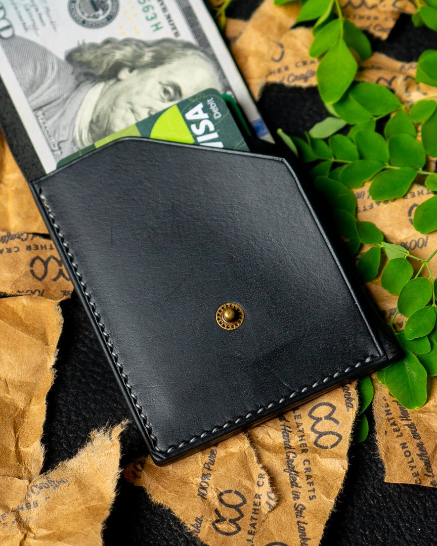 LAEL Wallet – Black Buffalo Calf Veg - Tanned Leather - Ceylon Leather Crafts