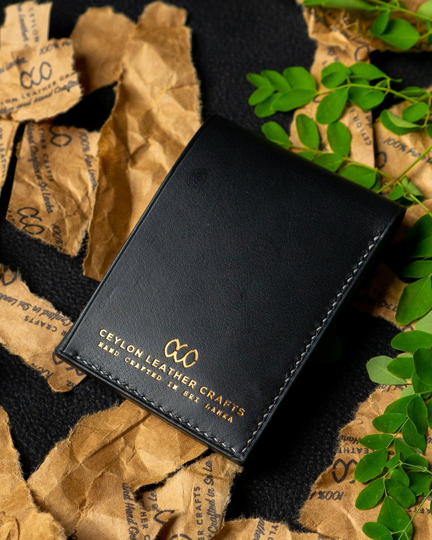 LAEL Wallet – Black Buffalo Calf Veg - Tanned Leather - Ceylon Leather Crafts