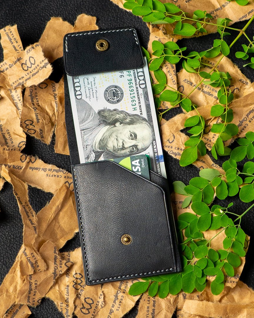 LAEL Wallet – Black Ceylon Goat Full - Veg Leather - Ceylon Leather Crafts