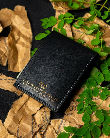 LAEL Wallet – Black Ceylon Goat Full - Veg Leather - Ceylon Leather Crafts