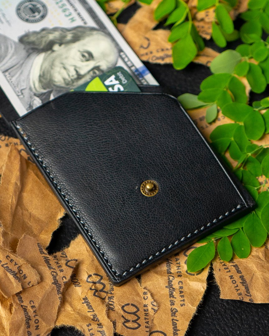LAEL Wallet – Black Ceylon Goat Full - Veg Leather - Ceylon Leather Crafts
