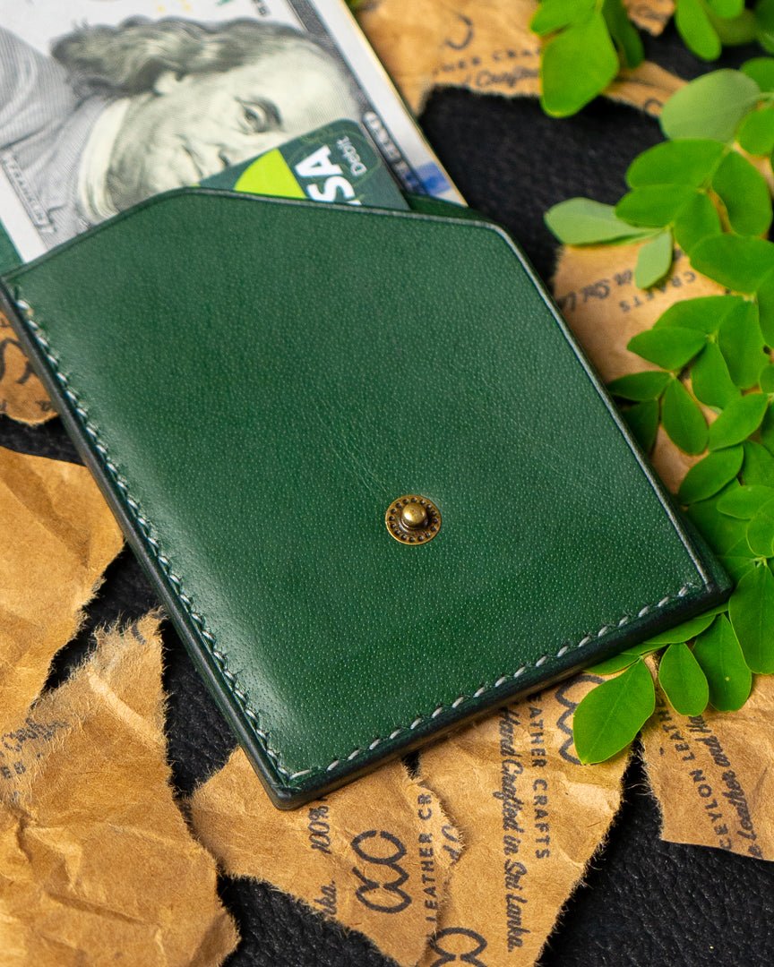 LAEL Wallet – Green Buffalo Calf Full - Veg Leather - Ceylon Leather Crafts