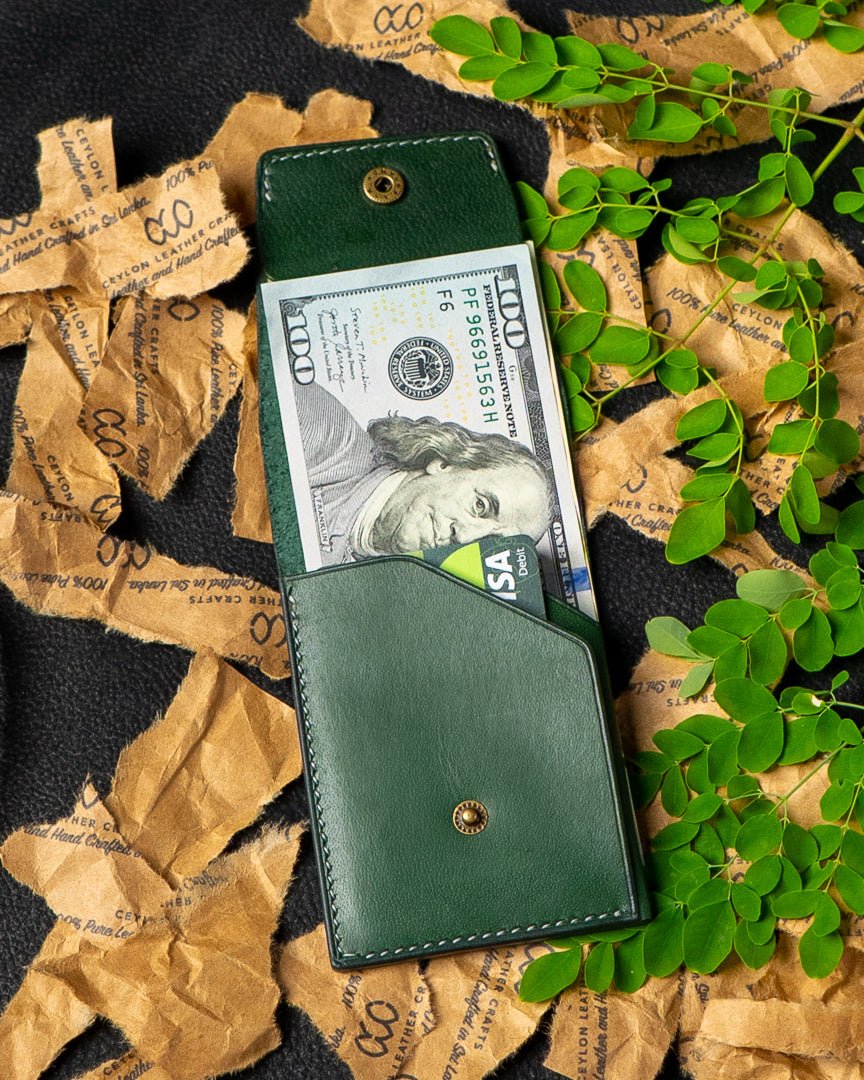 LAEL Wallet – Green Buffalo Calf Full - Veg Leather - Ceylon Leather Crafts