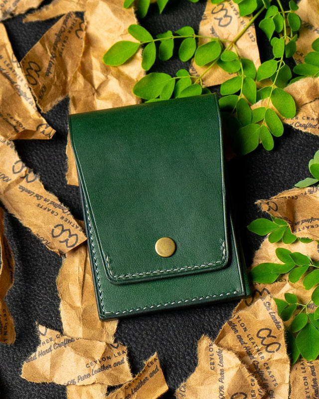LAEL Wallet – Green Buffalo Calf Full - Veg Leather - Ceylon Leather Crafts