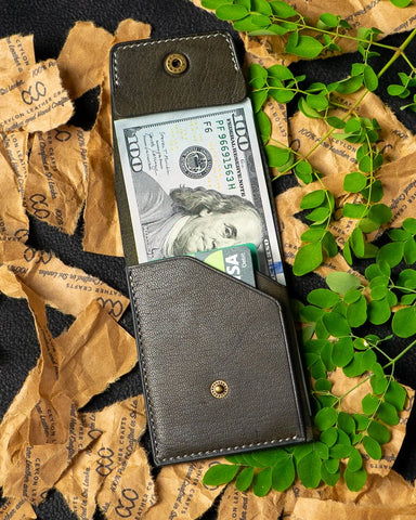 LAEL Wallet – Green Ceylon Goat Veg - Tanned Leather - Ceylon Leather Crafts