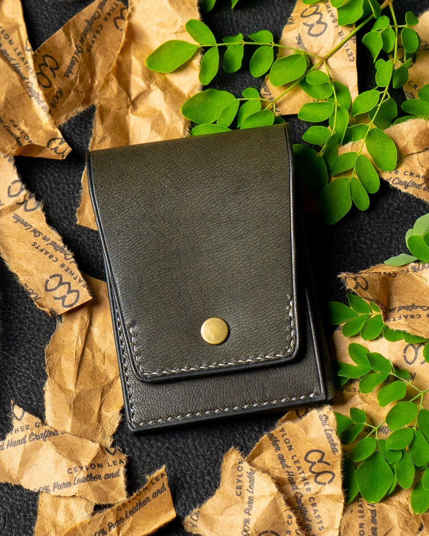 LAEL Wallet – Green Ceylon Goat Veg - Tanned Leather - Ceylon Leather Crafts