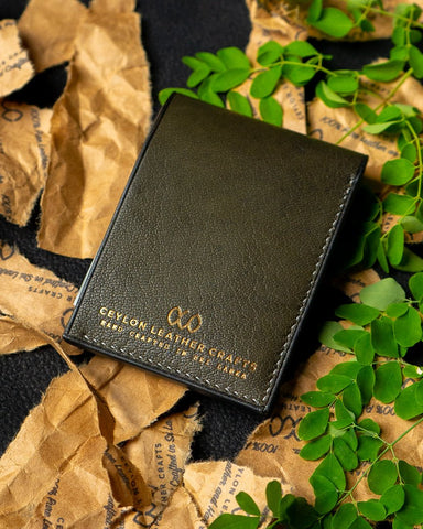 LAEL Wallet – Green Ceylon Goat Veg - Tanned Leather - Ceylon Leather Crafts