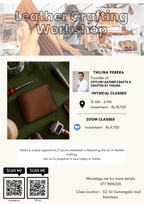 Leather Crafting class / workshop for beginners - Physical - 19th July - Ceylon Leather Crafts