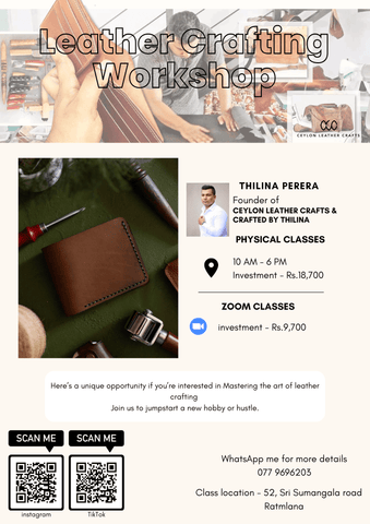 Leather Crafting class / workshop for beginners - Physical - 19th July - Ceylon Leather Crafts