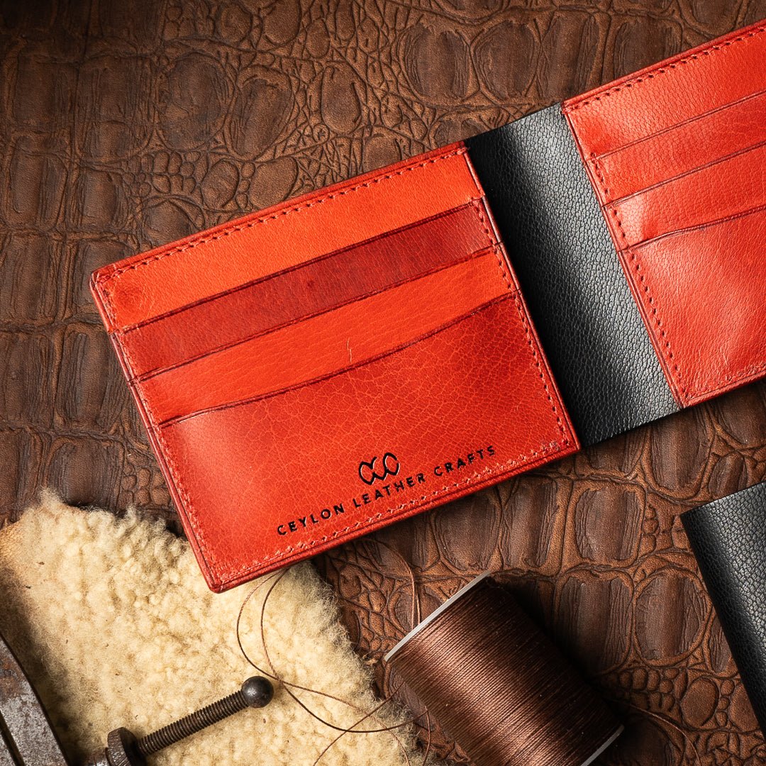 Leo Black Red V1 - Goat Leather - Ceylon Leather Crafts