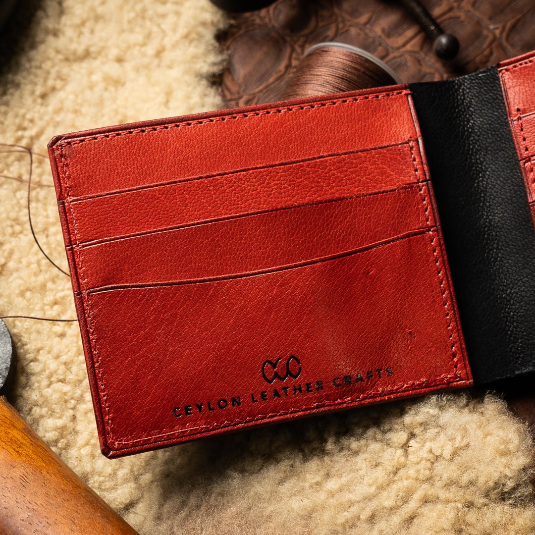 Leo Black Red V1 - Goat Leather - Ceylon Leather Crafts