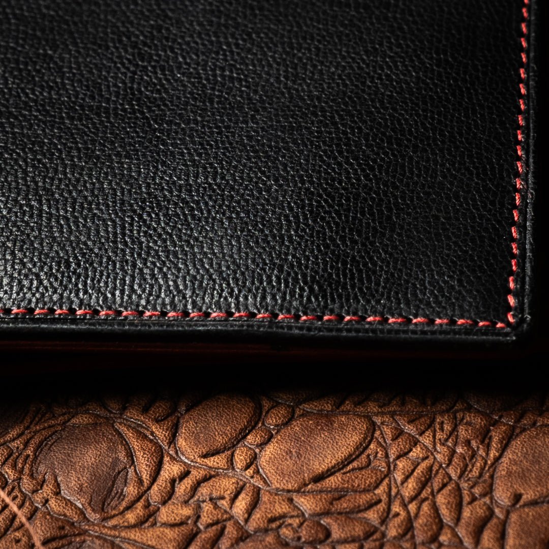 Leo Black Red V1 - Goat Leather - Ceylon Leather Crafts