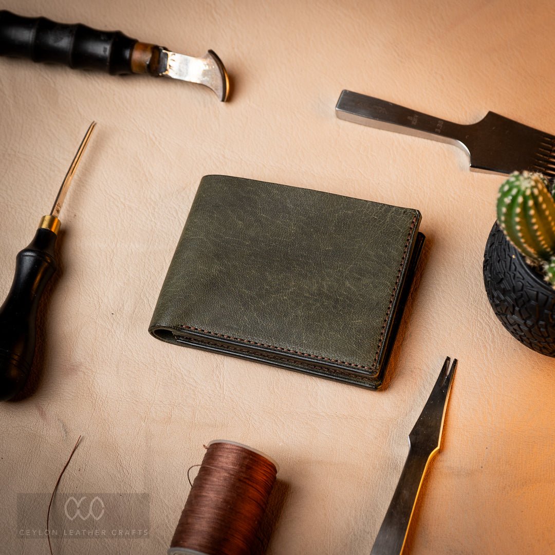 Leo Olive Green - Goat Leather - Ceylon Leather Crafts