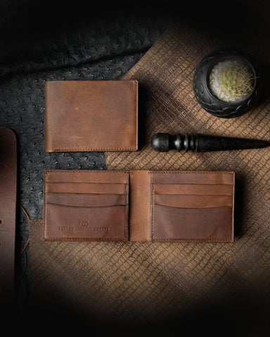 LEO Wallet – Ceylon Oil Pull - Up Leather Edition Dark tan - Ceylon Leather Crafts