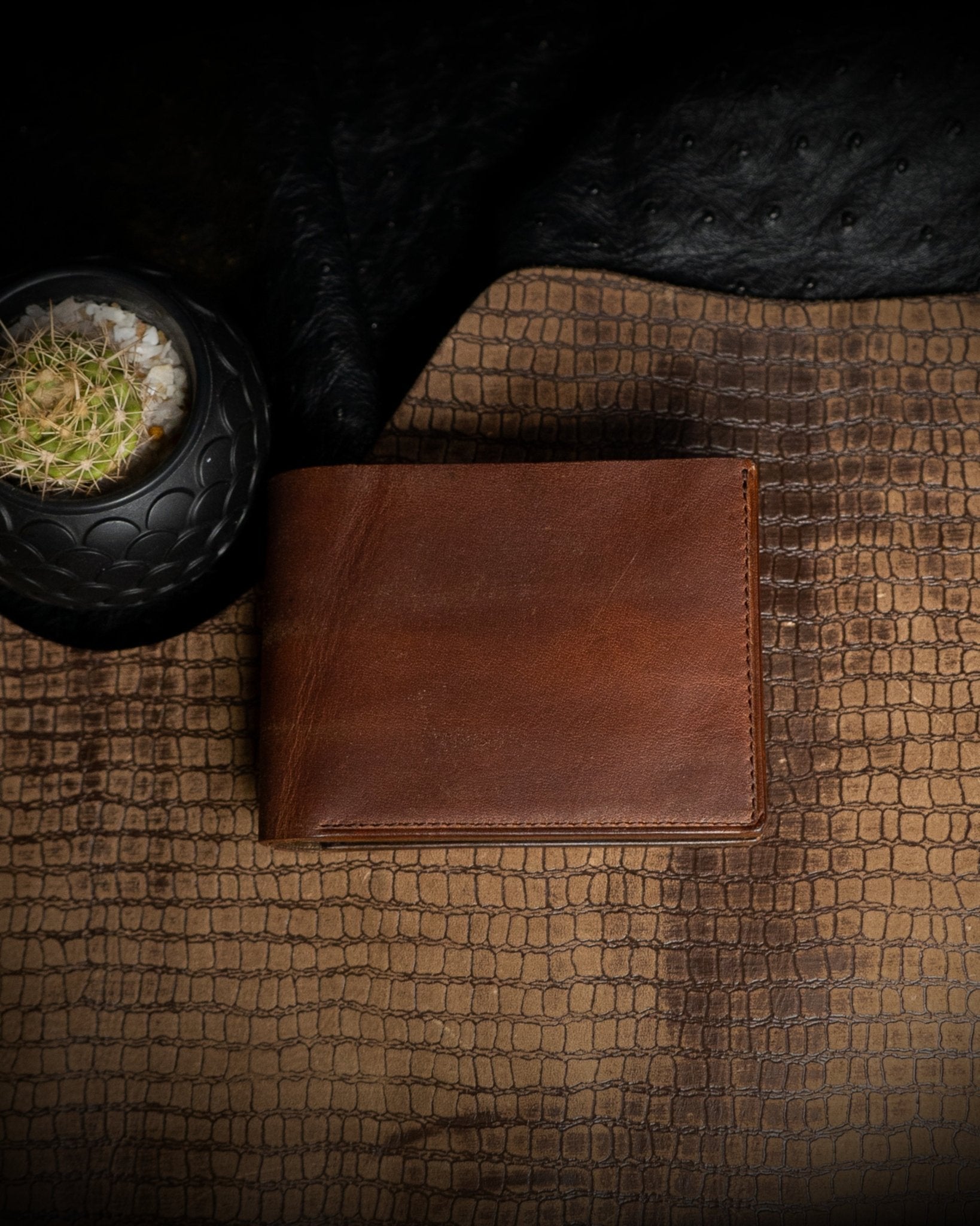 LEO Wallet – Dark Brown & Moss Green Leather Edition - Ceylon Leather Crafts